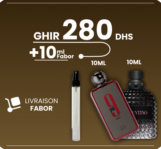 Offre 1+1=3 + Livraison gratuite 280dh ( Valentino UOMO / 9PM Rebel )