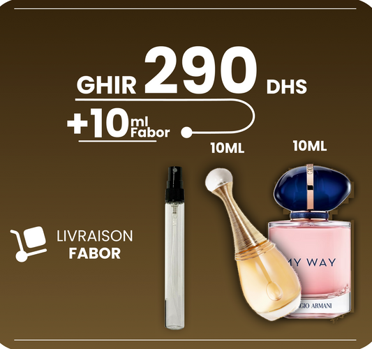 Offre Femme 1+1=3 + Livraison gratuite 290dh ( My Way / Dior J'adore )